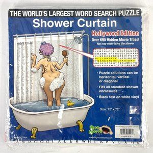 Word Search Crossword Shower Curtain Hollywood Edition 650 Movie Titles 72x72